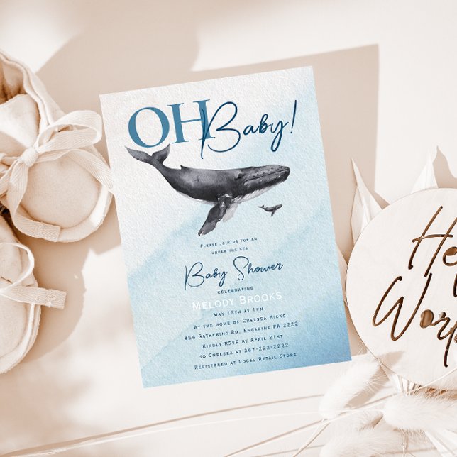 Modern Rustic Ocean Baby Shower Oh Baby! Inbjudningar (Skapare uppladdad)