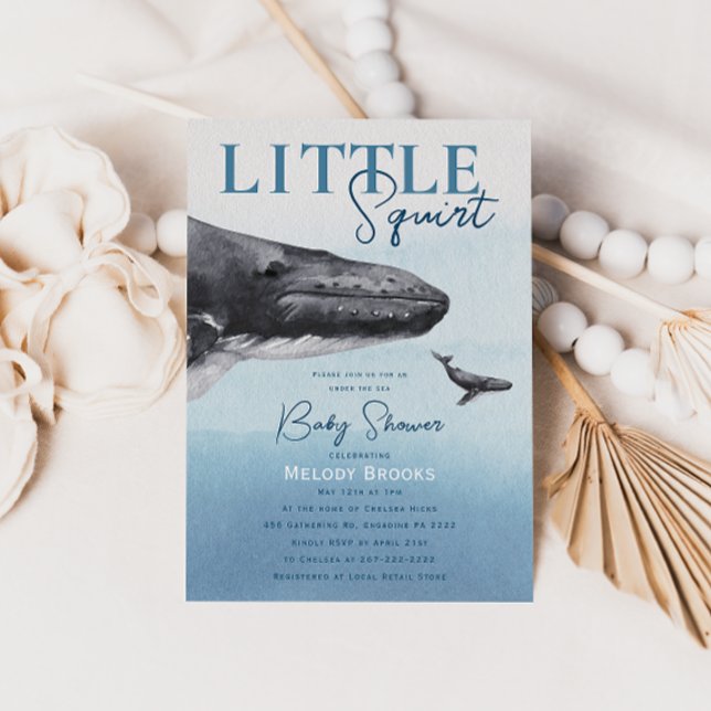 Modern Rustic Ocean Little Squirt Baby dusch Inbjudningar (Skapare uppladdad)