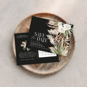 Modern rustic pampas eukalyptus svart och vit meddelande vykort