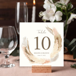 Modern Rustic Pampas Grass Wedding Table Number Inbjudningar