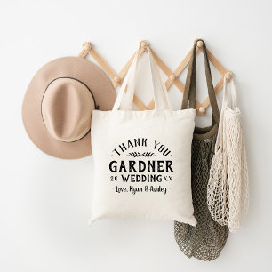 Modern Rustic Personlig Bröllop Tack Bag Tygkasse