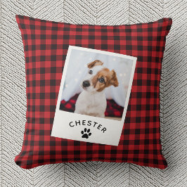 Modern Rustic Pet Photo Red Play Mamma Cat Kudde