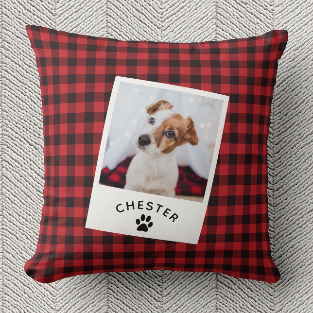 Modern Rustic Pet Photo Red Play Mamma Cat Kudde (Skapare uppladdad)