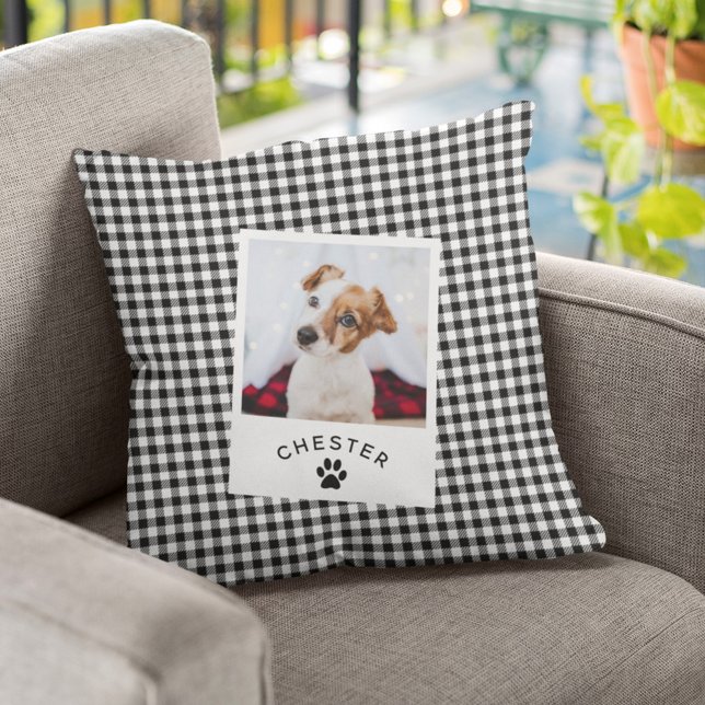 Modern Rustic Pet Photo Vichy Play Mamma Cat Kudde (Skapare uppladdad)