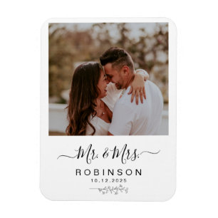 Modern Rustic Photo Botanical Bröllop Magnet
