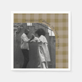 Modern Rustic Plaid Holiday Napkins Personalized Pappersservett