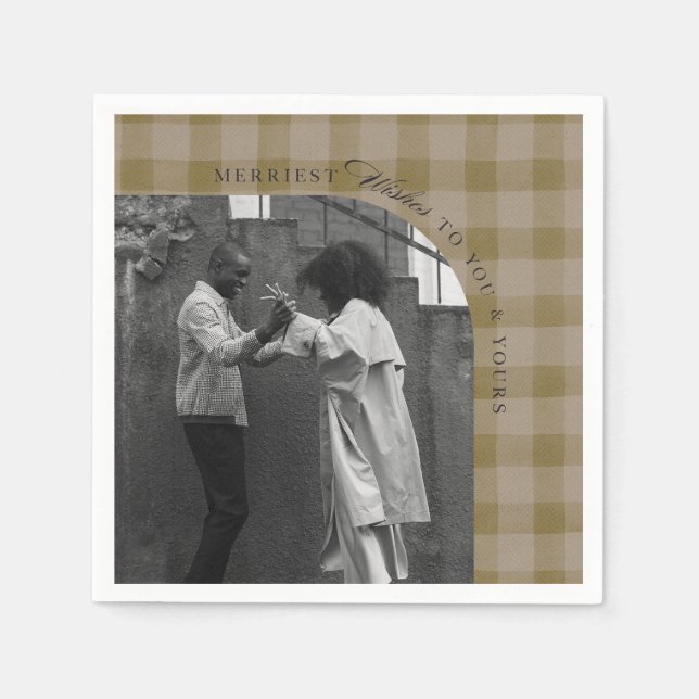 Modern Rustic Plaid Holiday Napkins Personalized Pappersservett (Framsidan)