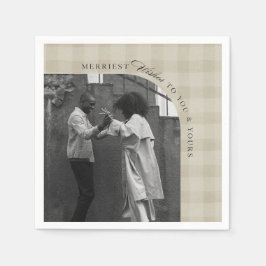 Modern Rustic Plaid Holiday Napkins Personalized Pappersservett