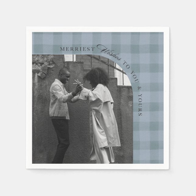 Modern Rustic Plaid Holiday Napkins Personalized Pappersservett (Framsidan)