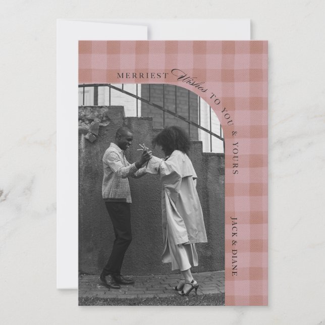 Modern Rustic Plaid Holiday Photo Card Personalize Inbjudningar (Framsida)
