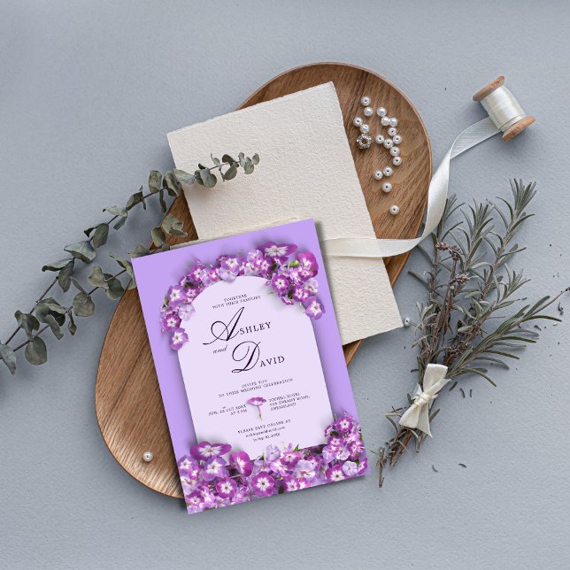 Modern Rustic Purplemoon Lilac Arch Blommigt Bröll Inbjudningar (Skapare uppladdad)