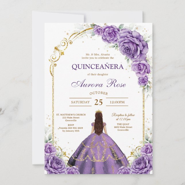 Modern Rustic Quinceanera Invitation Inbjudningar (Framsida)
