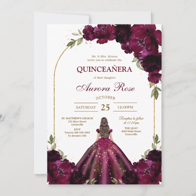 Modern Rustic Quinceanera Invitation Inbjudningar (Framsida)