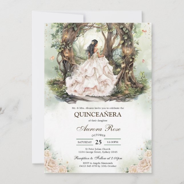 Modern Rustic Quinceanera Invitation Inbjudningar (Framsida)