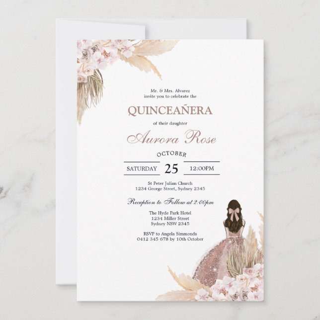 Modern Rustic Quinceanera Invitation Inbjudningar (Framsida)