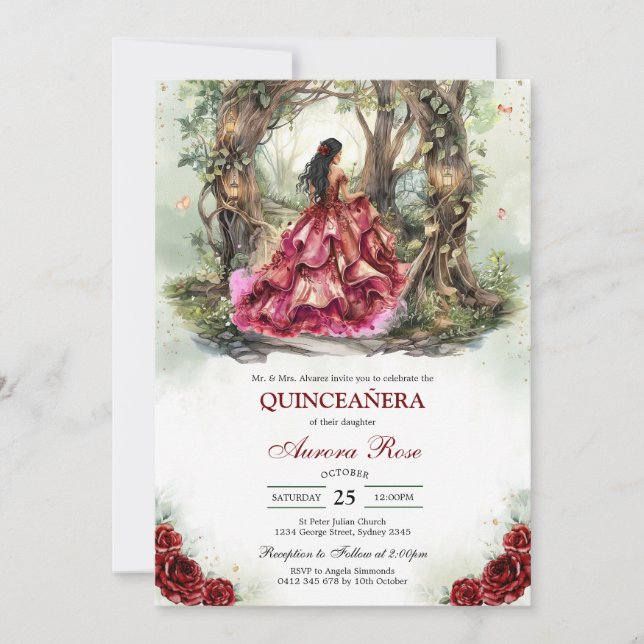 Modern Rustic Quinceanera Invitation Inbjudningar (Framsida)