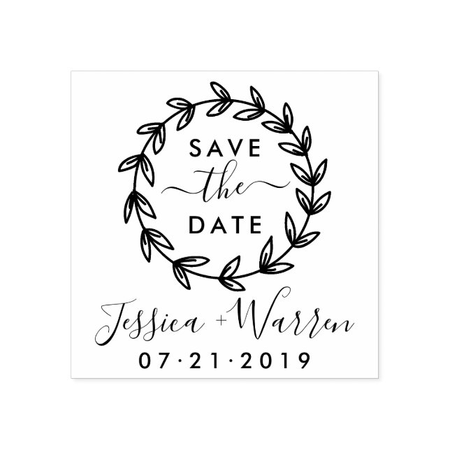 Modern Rustic Save the Date Bröllop-meddelande Stämpel (Tryck)