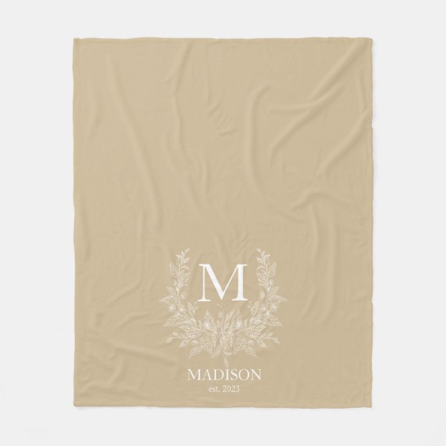 Modern rustic semester monogram Tan Fleecefilt (Framsidan)