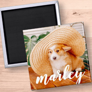 Modern Rustic Simple Anpassningsbar Pet Photo Magnet