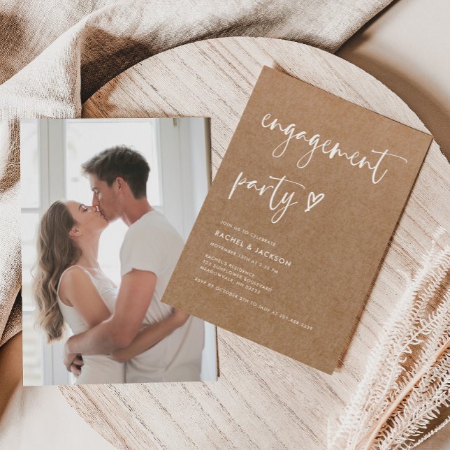 Modern Rustic Simple Calligraphy-Förlovningsfest Inbjudningar (Skapare uppladdad)