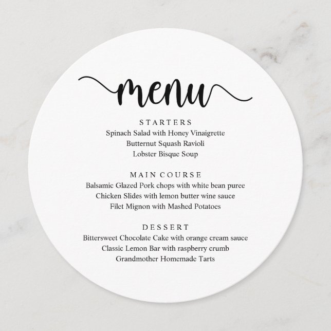 Modern Rustic-skript, Bröllop Elopement-middag Meny (Framsida)
