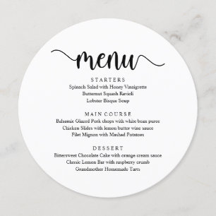 Modern Rustic-skript, Bröllop Elopement-middag Meny