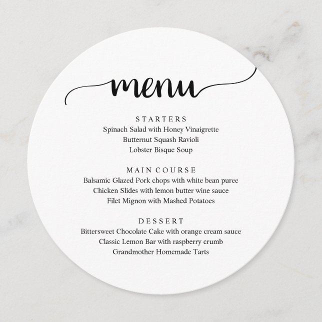Modern Rustic-skript, Bröllop Elopement-middag Meny (Framsida)