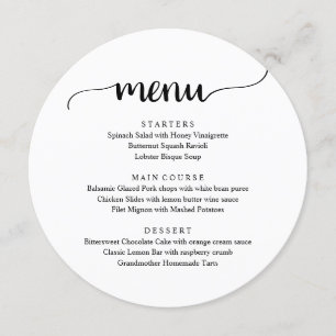 Modern Rustic-skript, Bröllop Elopement-middag Meny