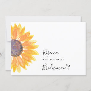 Modern Rustic Solros Watercolor Bridesmaid Inbjudningar
