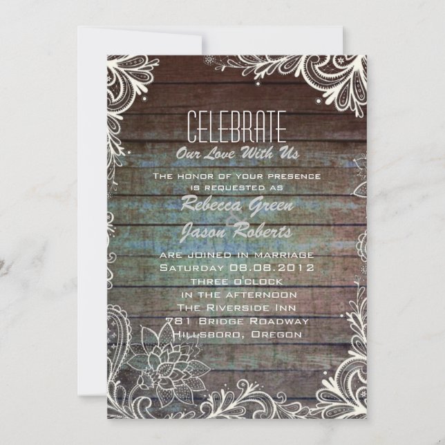 modern rustic stuguts wedding inbjudningar (Framsida)