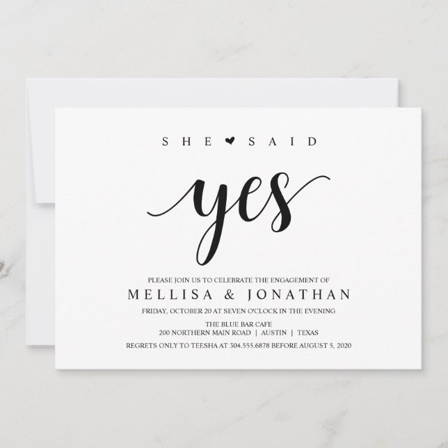 Modern Rustic, svart skript, Förlovningsfest Inbjudningar (Framsida)