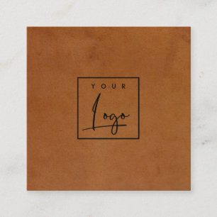 Modern Rustic Tan Leather Struktur Anpassningsbar Fyrkantigt Visitkort
