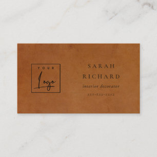 Modern Rustic Tan Leather Struktur Anpassningsbar Visitkort