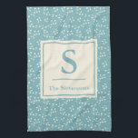 Modern Rustic Teal Blue Blommigt Family Monogram Kökshandduk<br><div class="desc">Monogram kökshandduk för Modern Rustic Teal Blue Blommigt Family</div>