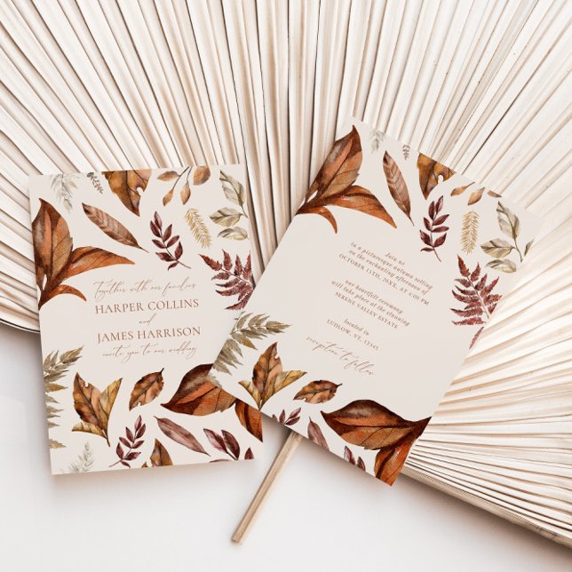 Modern Rustic Terracotta Blommigt Boho Fall Weddin Inbjudningar (Skapare uppladdad)