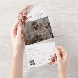 Modern Rustic Terracotta Photo QR Code Bröllop