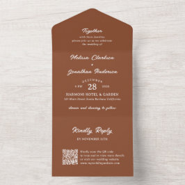 Modern Rustic Terracotta-skript QR-kod Bröllop
