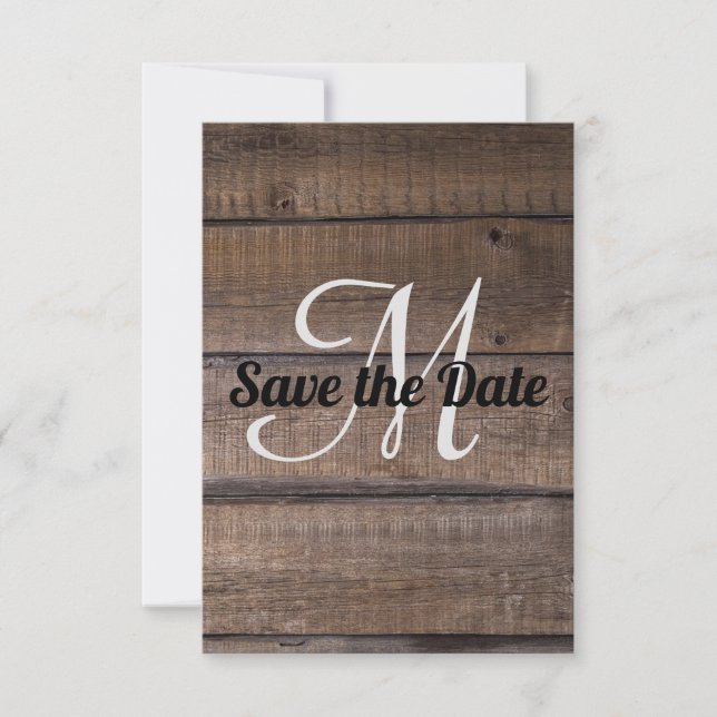 Modern rustic trä Save the Date kallelse Spara Datumet (Framsida)