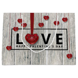 Modern Rustic Valentine Day KÄRLEK Wood Red Hearts