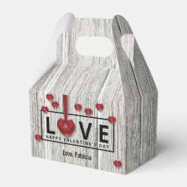 Modern Rustic Valentines Day Wood KÄRLEK Red Heart Presentaskar