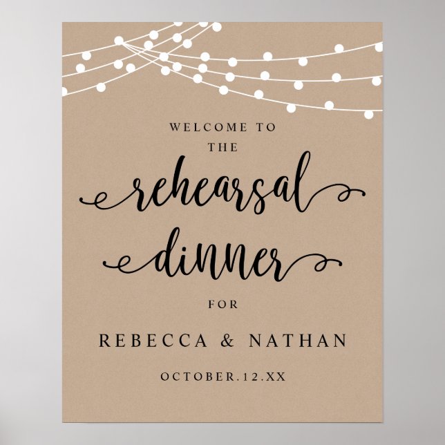 Modern Rustic, Välkommen till Rehearsal Dinner Poster (Framsidan)