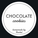 Modern Rustic-Vintage för enkel hemgjord Cookie Runt Klistermärke<br><div class="desc">Homemade cookies-klistermärken för ditt företag är perfekt-smaketiketter för dina hembakade varor. De har en papper bakgrund för ett modernt, rustiskt stil som fungerar med vilket köksväska som helst stil. Texten ge är en anpassningsbar för alla dina Etsy-produkter. Anpassa texten efter behov för att matcha ditt varumärke. Du kan använda dem...</div>