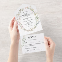 Modern Rustic Watercolor Wildblomma Simple Bröllop