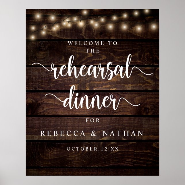 Modern Rustic, Wedding Rehearsal Dinner Welcome Poster (Framsidan)