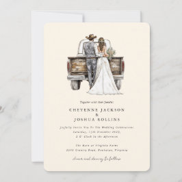 Modern Rustic Western Photo Wedding Invitation  Inbjudningar