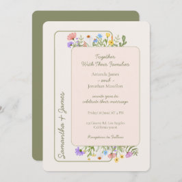 Modern Rustic Wildblomma Bröllop Inbjudningar