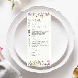 Modern Rustic Wildblomma Bröllop Meny