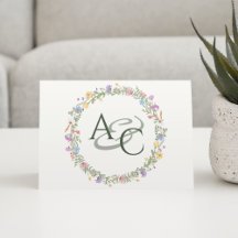 Modern Rustic Wildblommonogram Bröllop