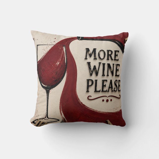 Modern Rustic Wine Lover More Wine Please Kudde (Framsida)
