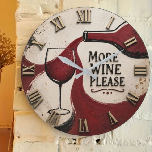 Modern Rustic Wine Lover More Wine Please Stor Klocka (Skapare uppladdad)